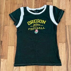 Green and White Short Sleeve Oregon Football Tee